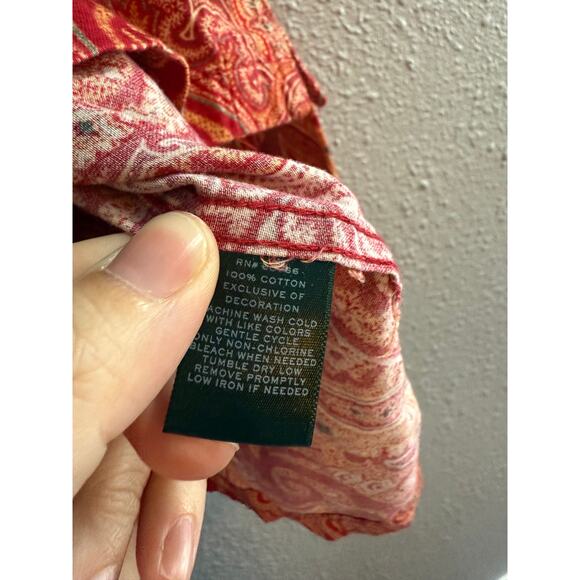 Ralph Lauren Women’s Cotton Red Paisley Pajama Top Button Front Size Small - Picture 5 of 7